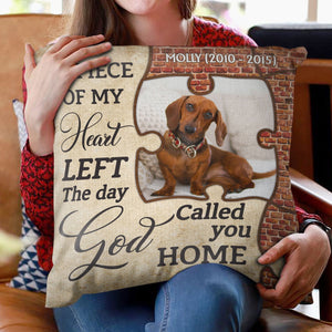 Custom Photo A Piece Of My Heart Is At The Rainbow Bridge - Memorial Gift, Family, Pet Lover - Personalized Custom Pillow