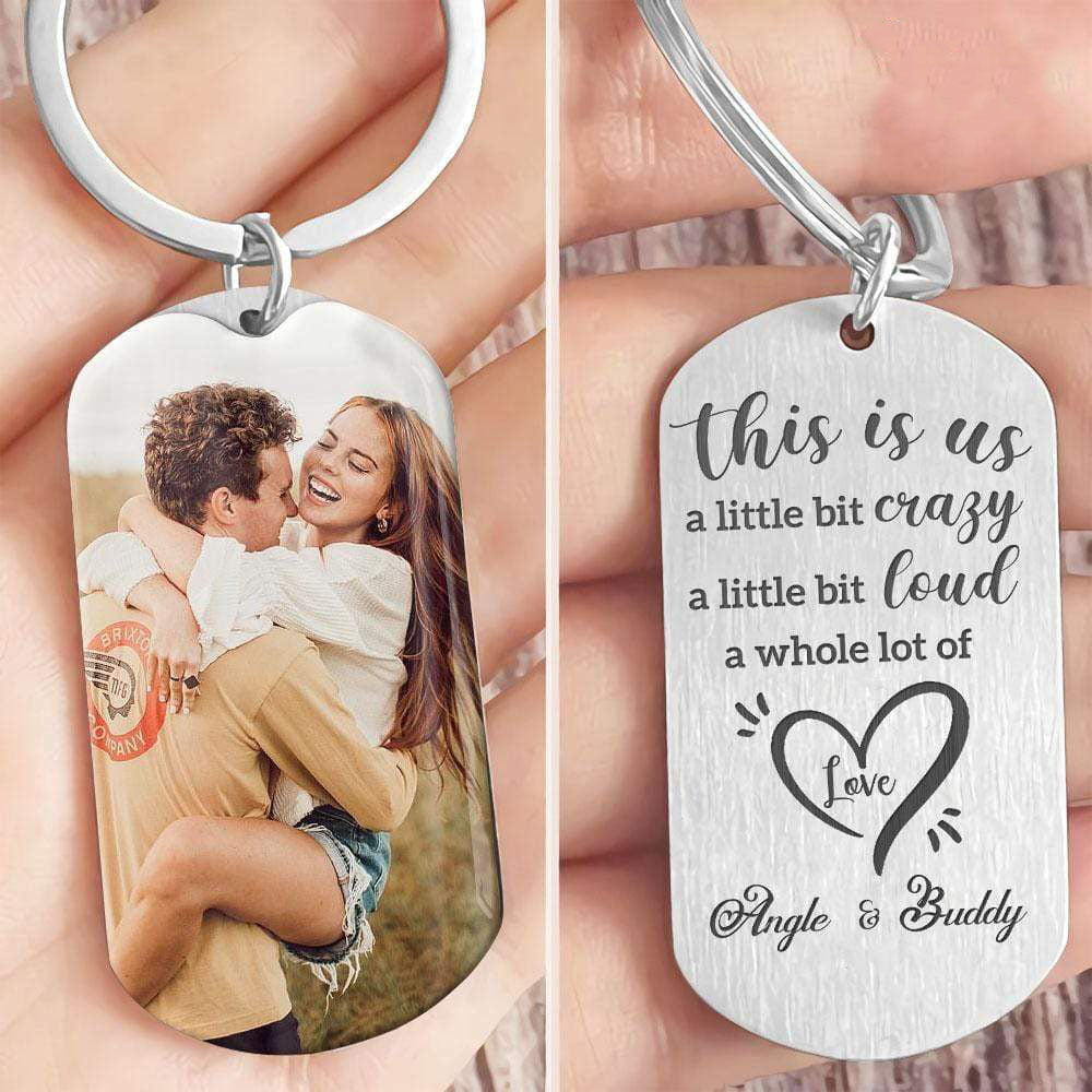 This Is Us A Whole Lot Of Love Couple Metal Personalized Keychain, Custom Photo, Gifts For Couples