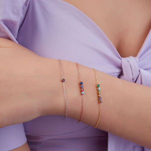 Personalized Stars Dainty Birthstone Bracelet, Mother Day Gift