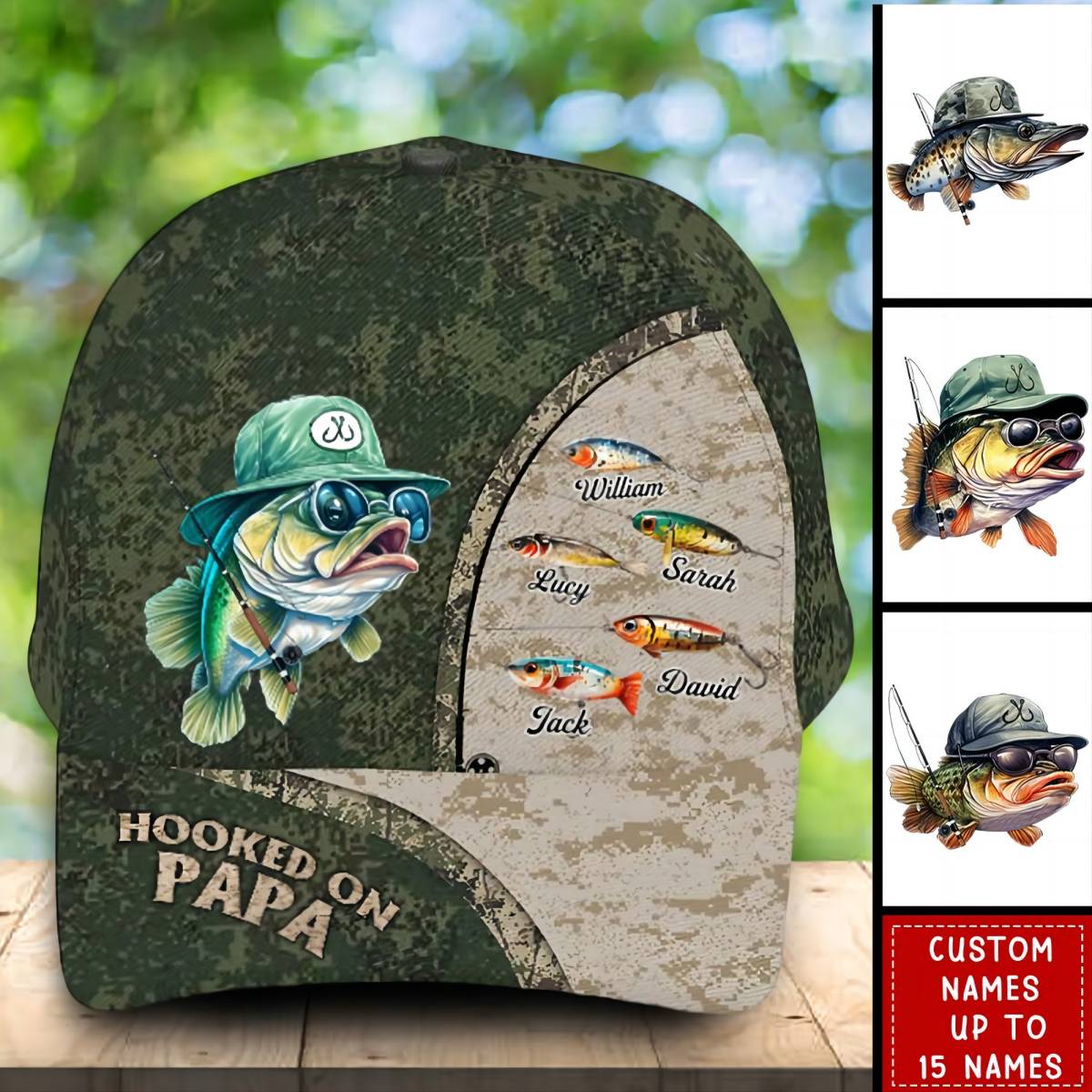 Hooked On Grandpa - Personalized Classic Cap - Gift For Dad/Grandpa