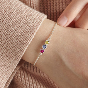 Personalized Stars Dainty Birthstone Bracelet, Mother Day Gift
