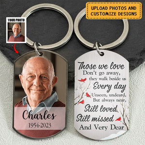 Custom Photo Those We Love Don't Go Away - Memorial Gift - Personalized Aluminum Keychain