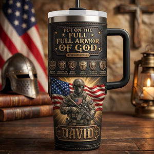 USA Armor Of God Tumbler - Personalized Gifts For Patriots