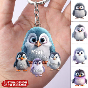 Personalized Cooler Penguins with Kid Names Acrylic Keychain