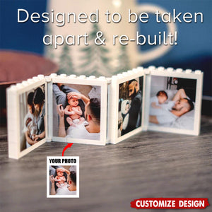 Personalised Fold-Out Daddy & Me Brick Photo Block Gift Mini Photo Album Keepsake Gift for Dad