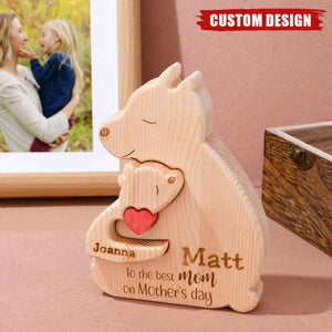 Wooden Bear Mom And Baby - Personalized Wooden Puzzle, Mother's Day Gift