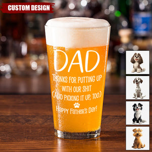 Thanks Dad We Woof You New Version - Personalized Beer Glass