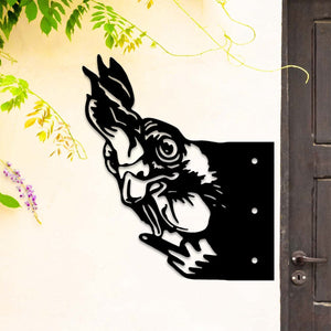 Peek-A-Boo Grumpy Rooster Metal Sign Garden Decoration