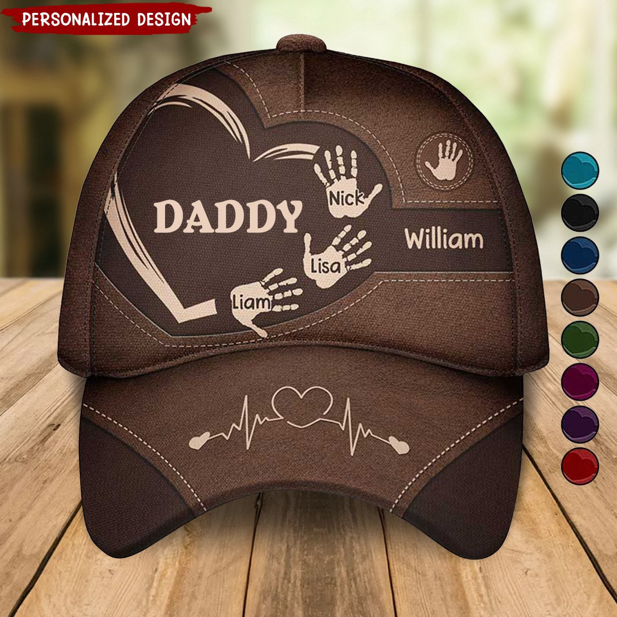 Grandpa Dad Kids Handprints - Personalized Classic Cap