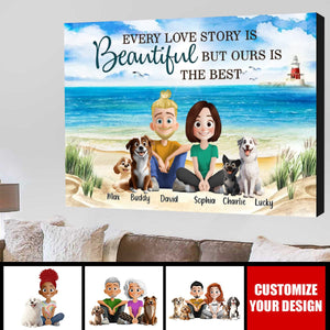 Personalized Cute Cartoon Couple And Dogs You & Me We Got This Personalized Horizontal Poster