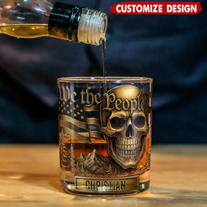 We the People - Personalized Skull Whiskey Glass