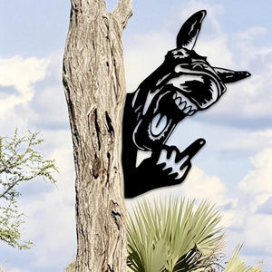 Peek-A-Boo Laughing Donkey Middle Finger Metal Sign