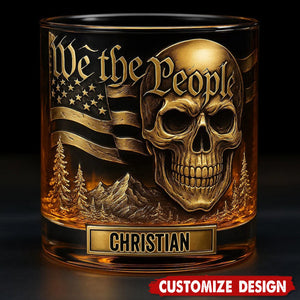We the People - Personalized Skull Whiskey Glass