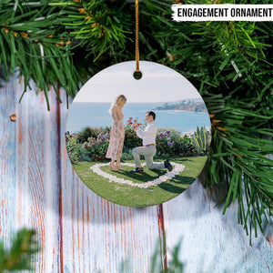 Custom Photo Two Sides Map Valentine Ornament