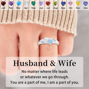 For My Love-Double Heart Couple Birthstone Ring