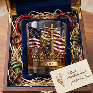 Keeping America Powered Whiskey Glass - Personalized Gifts For Lineman