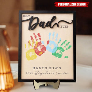 Personalized Fathers Day Gift From Kids DIY Handprint Sign-Gift for Dad and Grandpa