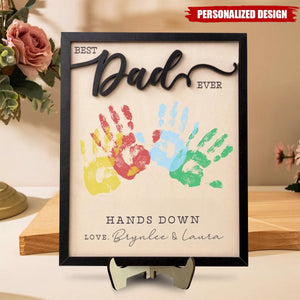 Personalized Fathers Day Gift From Kids DIY Handprint Sign-Gift for Dad and Grandpa