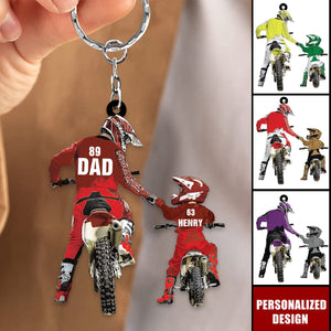 Personalized Motocross Racer Keychain-Dad And Kid Motocross Lovers Gift