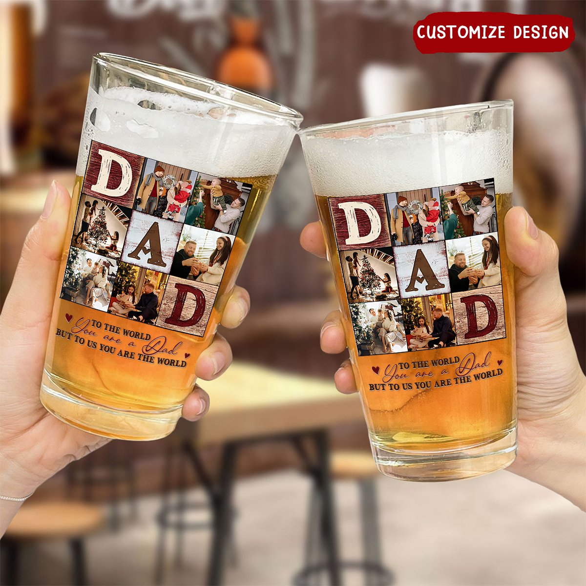Dad Photo Collage - Personalized Beer Glass - Gifts For Dad, Best Father's Day Gifts