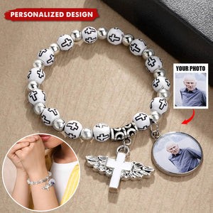 Personalised Cross Commemorative Bracelet with Photo-Memorial Gift For Friend Or Family