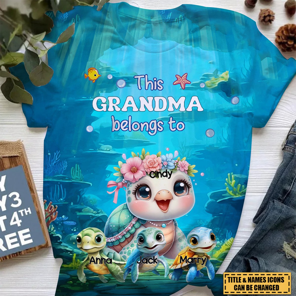 Personalized Gifts For Mom  t-shirt Turtley Awesome Mama