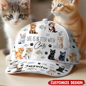 Life Is Better With Cats - Personalized Cat Classic Cap