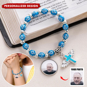 Personalised Cross Commemorative Bracelet with Photo-Memorial Gift For Friend Or Family