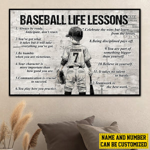 Personalized Baseball Life Lessons Kid Poster-Gift For Baseball Lovers
