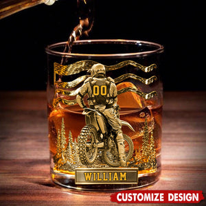 Personalized Motocross Racer Whiskey Glass