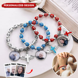 Personalised Cross Commemorative Bracelet with Photo-Memorial Gift For Friend Or Family