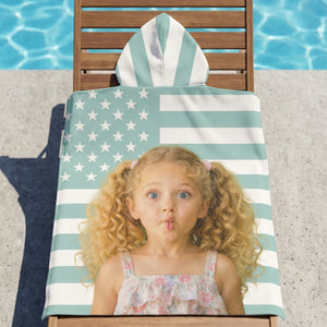 Funny American Flag With Kids Photos - Personalized Beach Towel