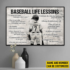 Personalized Baseball Life Lessons Kid Poster-Gift For Baseball Lovers