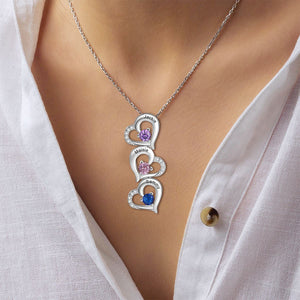 Personalized Heart Birthstone Necklace, Mother's Day Gift