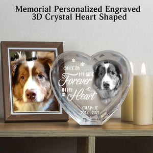 Your Love Lives On In My Heart-Memorial Personalized Engraved 3D Crystal Heart Shaped-Gift For Pet Lovers