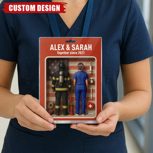 You & Me We Got This - Firefighter & Nurse Couple Toy Box Figures Style Personalized Acrylic Plaque