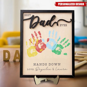 Personalized Fathers Day Gift From Kids DIY Handprint Sign-Gift for Dad and Grandpa