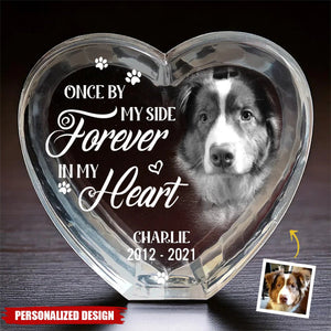 Your Love Lives On In My Heart-Memorial Personalized Engraved 3D Crystal Heart Shaped-Gift For Pet Lovers