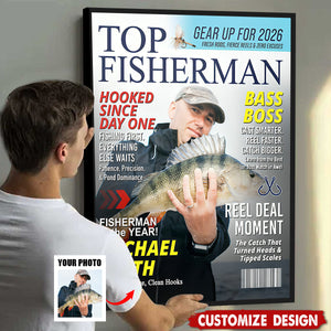 Personalized Fishing Magazine Cover Poster - Angler Funny Fisherman Gift,Fishing Lovers Gift