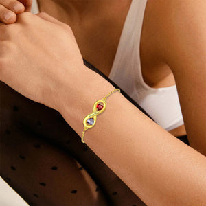 Love Forever - Personalized Infinity Love Birthstone Bracelet, GIft For Her