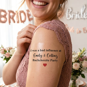 Custom Wedding Bachelor Hen's Party Temporary Tattoos, Party Favors For Guests - Personalized Tattoo