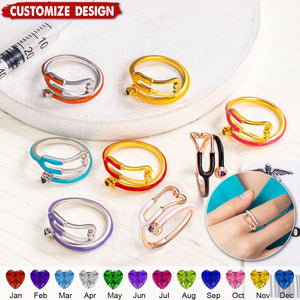 Personalized Heart Birthstone Ring Nurses Week - Appreciation Gift for Medical Staff