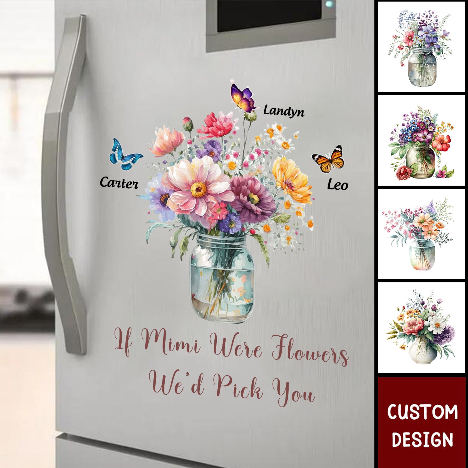 If Grandmas Were Flowers We'd Pick You Butterflies Grandkids  Personalized Decal/Sticker