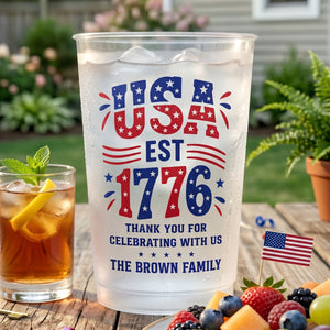 Custom Party Cups - Personalized America 250th Anniversary Gifts For Mom, Dad, Brother, Sister, Kids - United By Freedom Forever