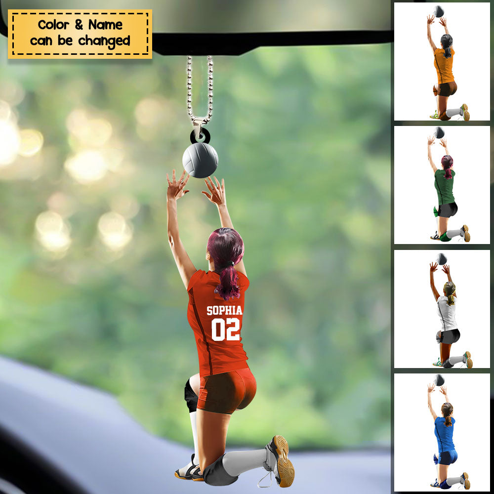 Personalized Girl/Female/Woman Volleyball Setter Player Acrylic Car Hanging Ornament