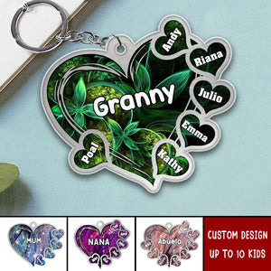 Grandma- Mom Heart Kids, Multi Colors Personalized Acrylic Keychain