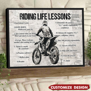 Personalized Riding Life Lessons Cool Quotes Poster - Gift For Biker