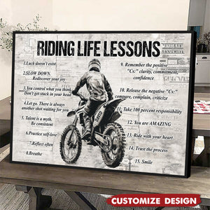Personalized Riding Life Lessons Cool Quotes Poster - Gift For Biker