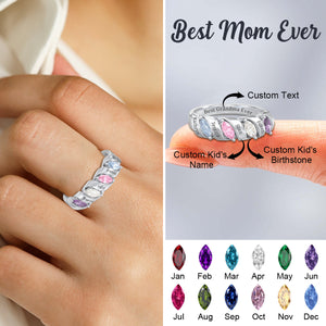 Personalized Family Kids Birthstone Ring