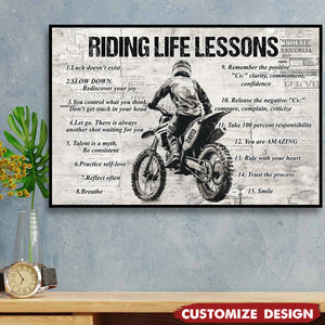 Personalized Riding Life Lessons Cool Quotes Poster - Gift For Biker